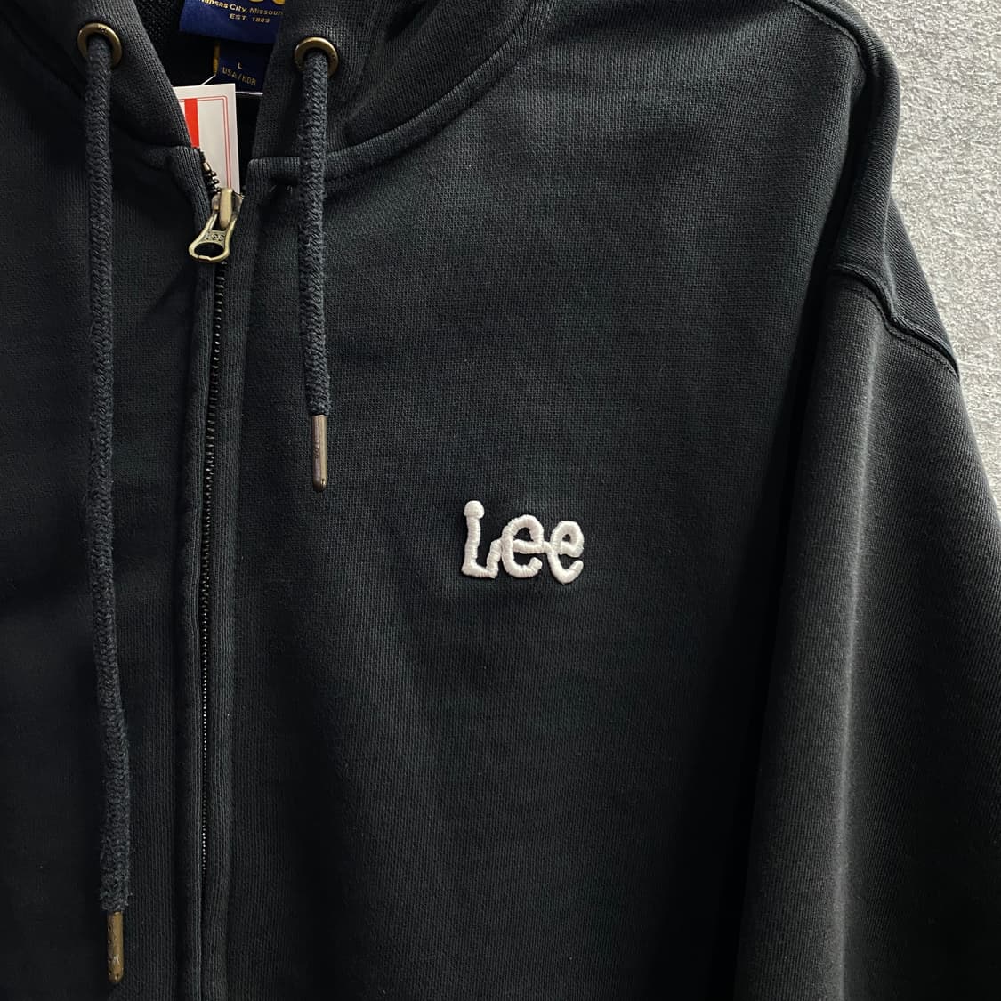Lee 자수 스몰 로고 블랙 후드 집업 B3505 상품이미지3