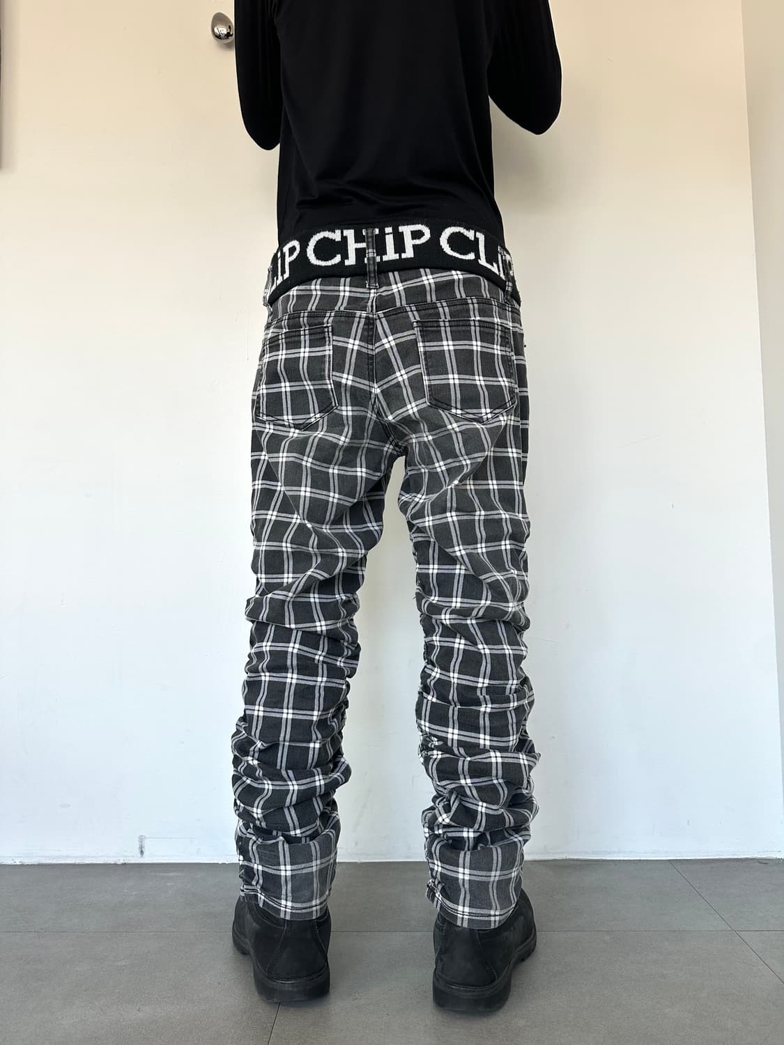 JPN VTG 셔링 체크 새깅팬츠 상품이미지3