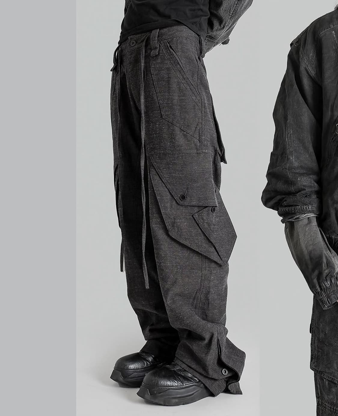 Blackmerle cargo pants slub grey M 상품이미지2