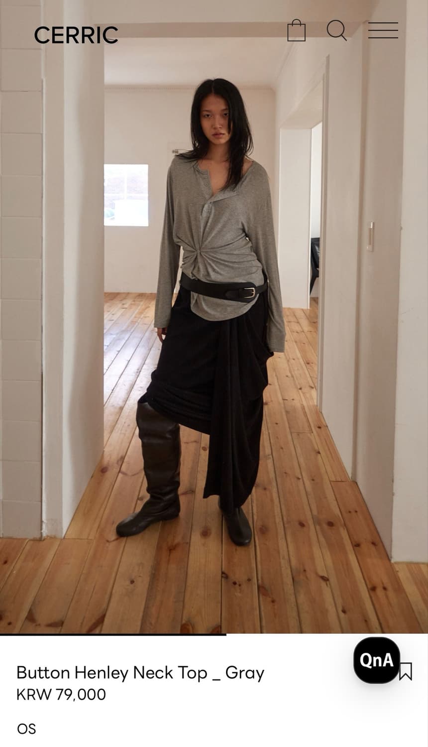 Cerric 세릭 Button Henley Neck Top _ Gray 상품이미지6