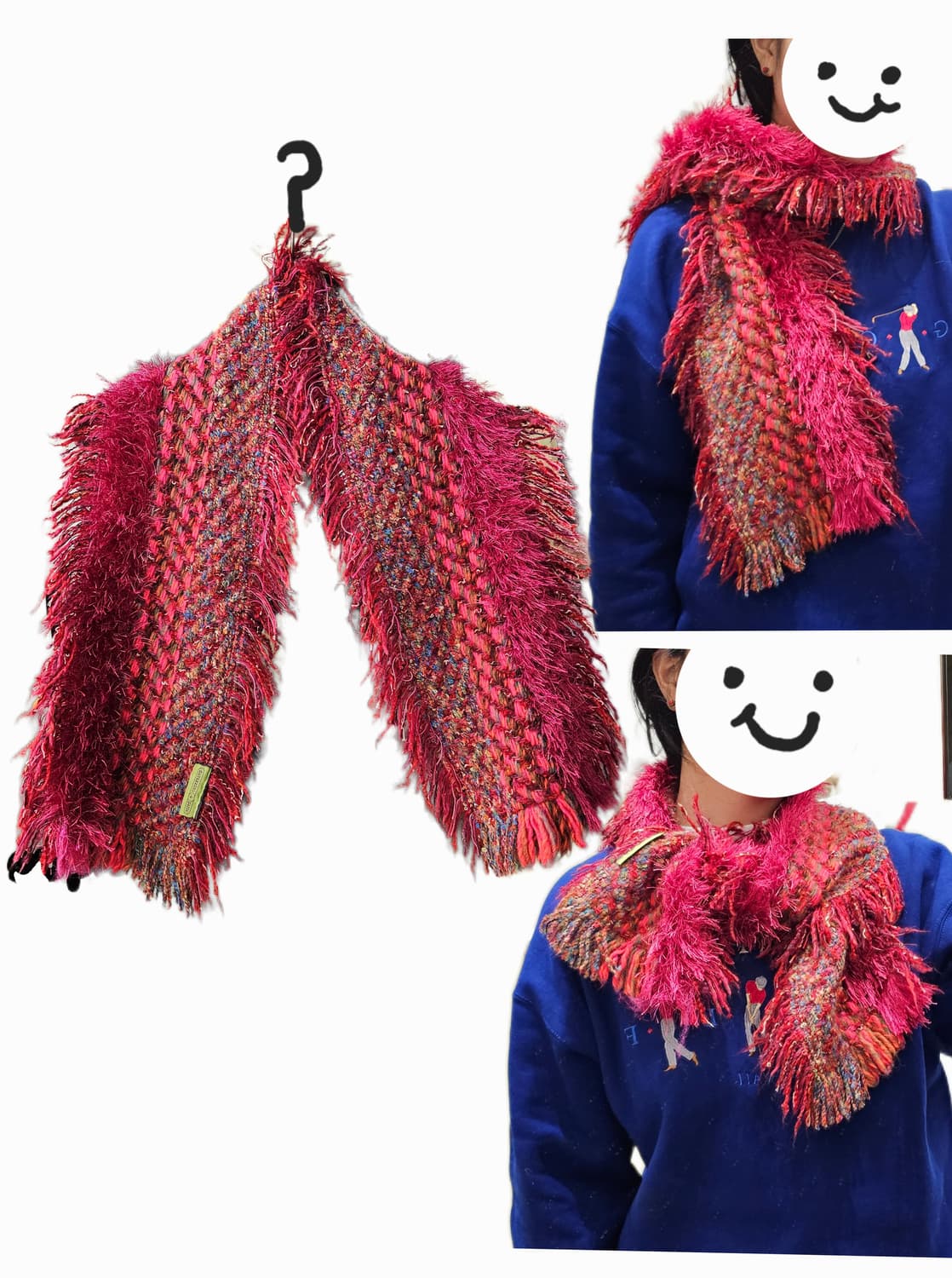 France 핑크 프린지 머플러 상품이미지1