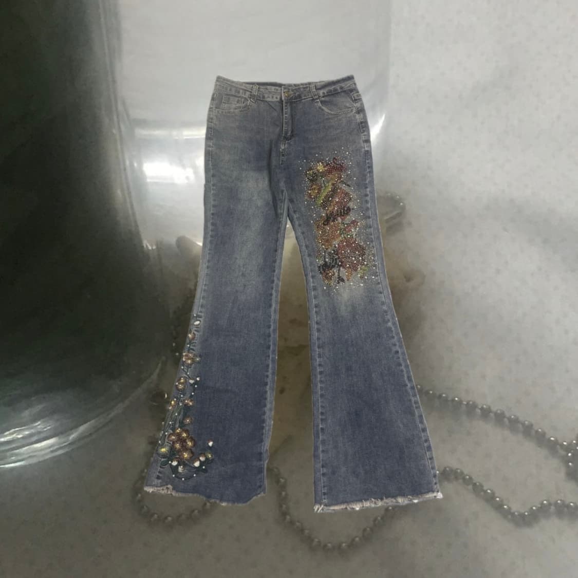 오리엔탈 빈티지 자수 부츠컷 청바지 팬츠 상품이미지1