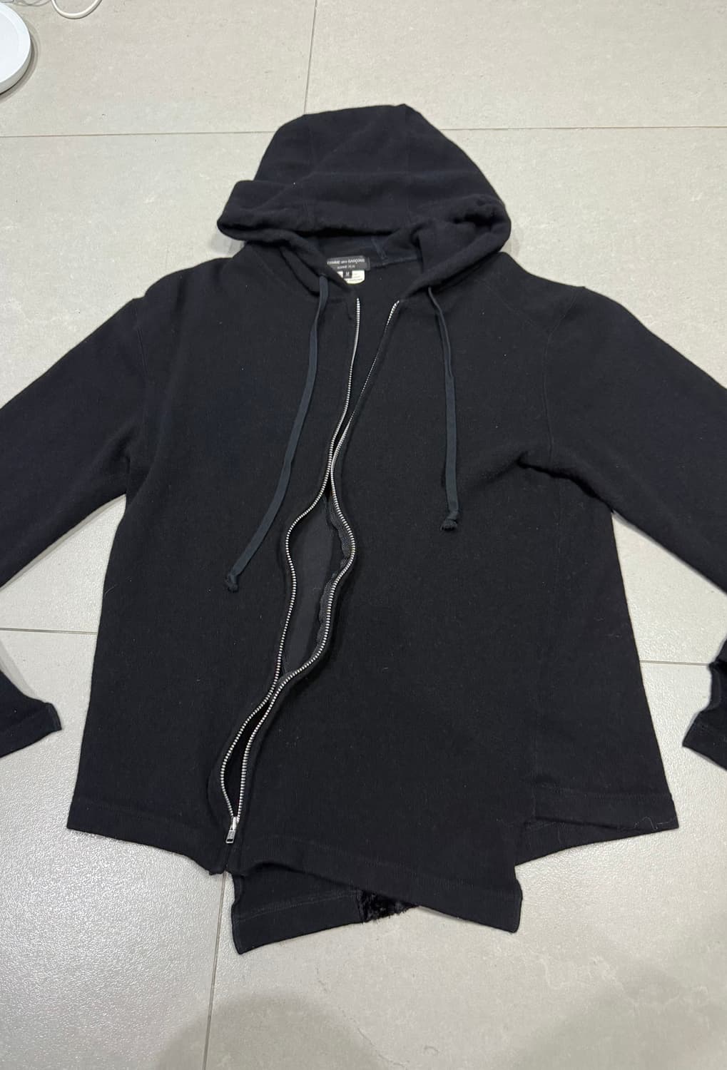 2015 꼼데가르송 해체주의 사선 지퍼 레인울 100% 후드 집업 자켓 상품이미지3