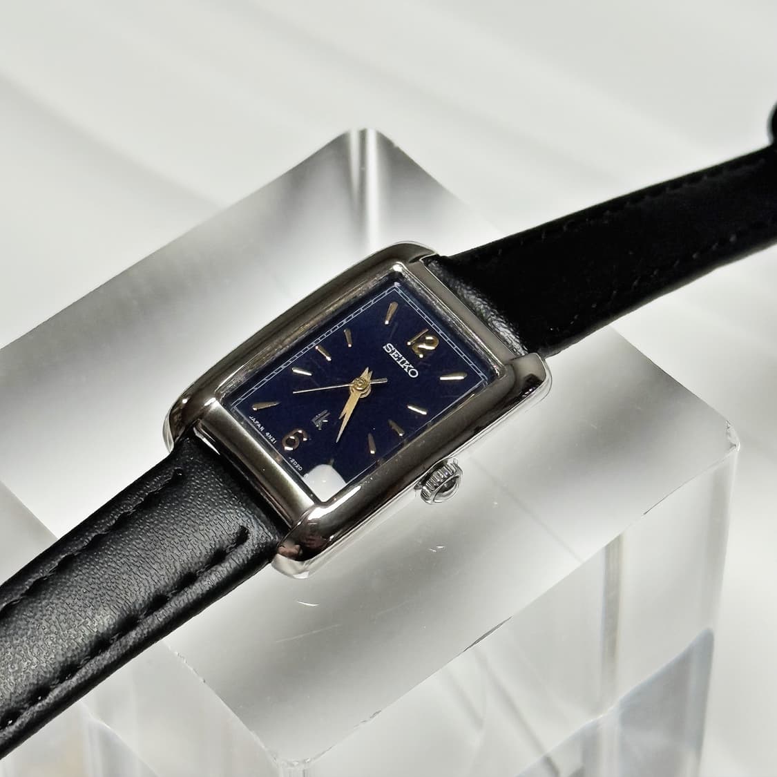 90s 빈티지 세이코 루키아 네이비 청판 렉탱글 스퀘어 워치 상품이미지7