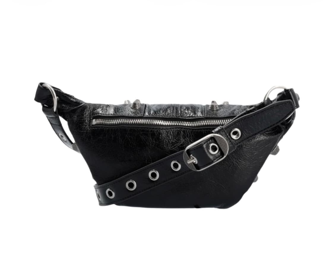 발렌시아가 아레나 램스킨 에이지드 실버 하드웨어 르 카골 벨트백 블랙 상품이미지2