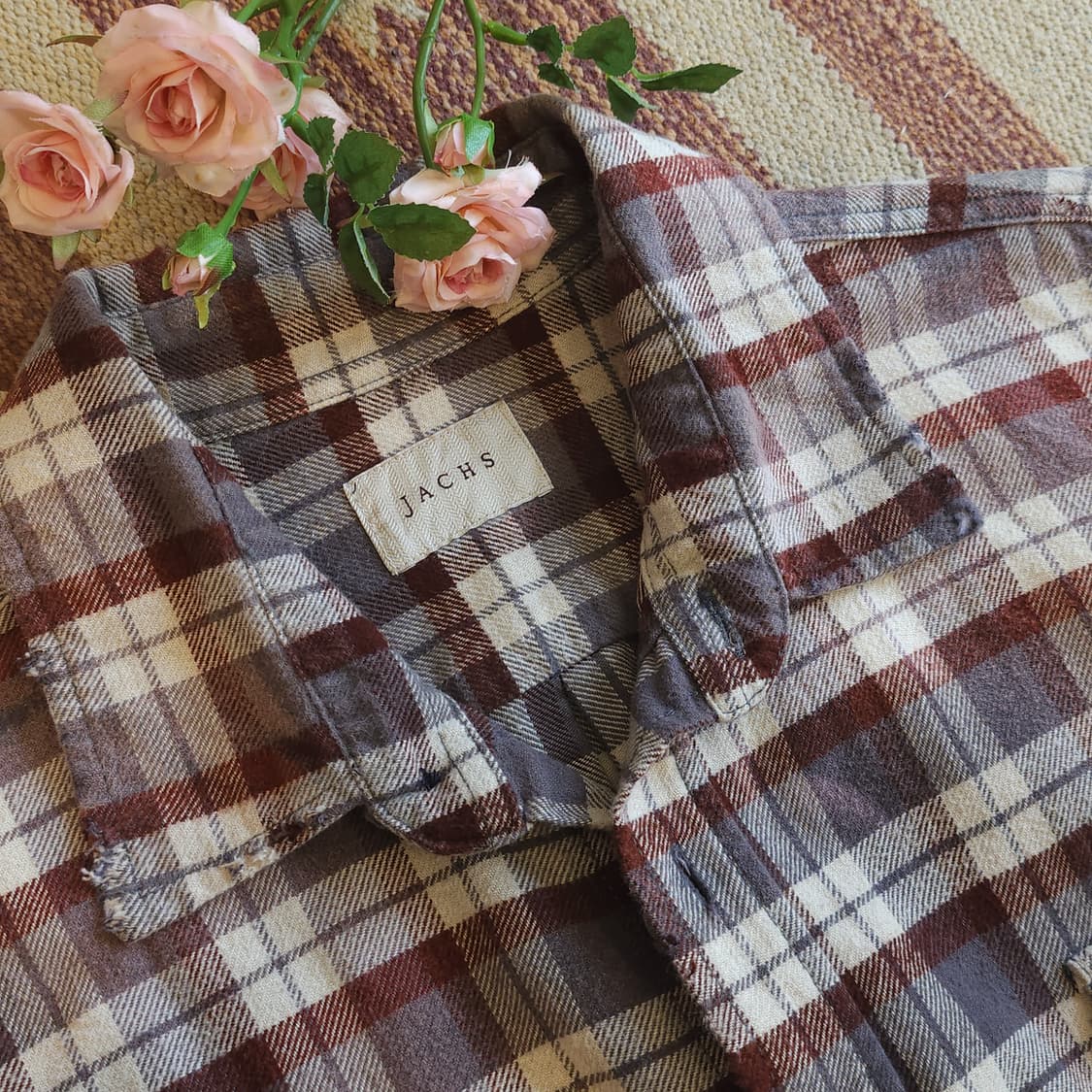 90s 빈티지 체크셔츠 헤비 플란넬 워크셔츠 썬페이딩 브라운 xl 상품이미지10