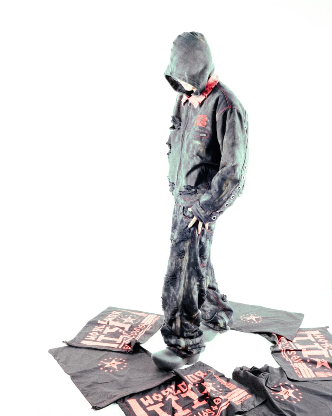 Destroyed Dirty Black Baggy Jeans 상품이미지3