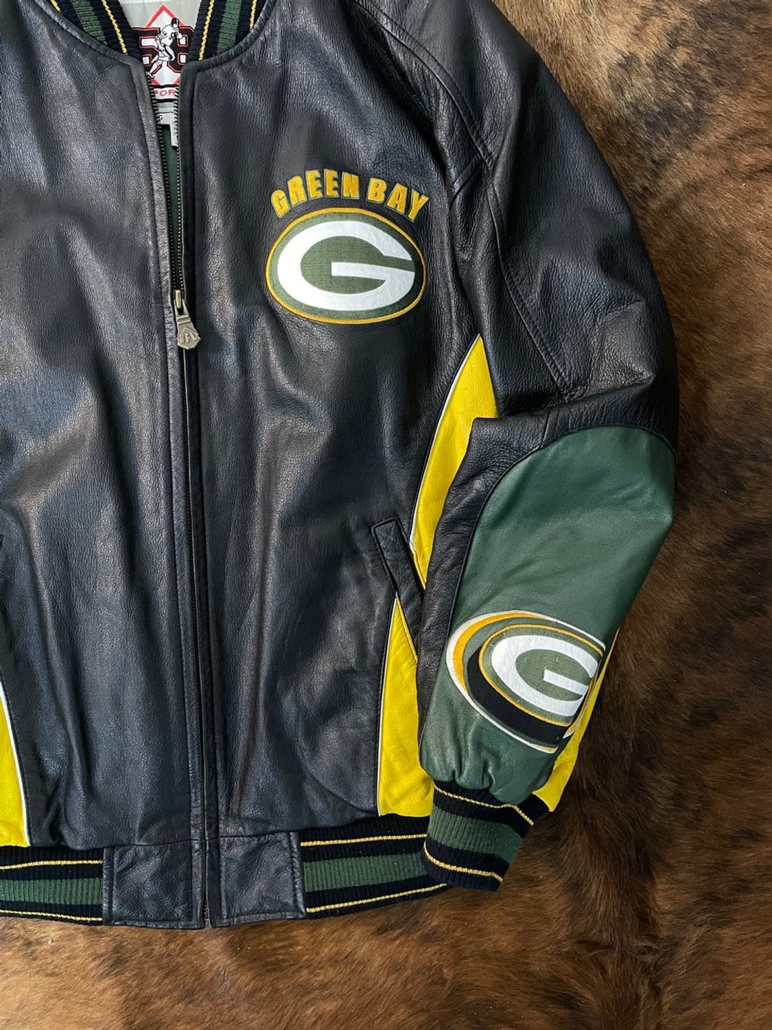 빈티지 NFL 그린베이 패커스 레더 바시티 자켓 상품이미지6