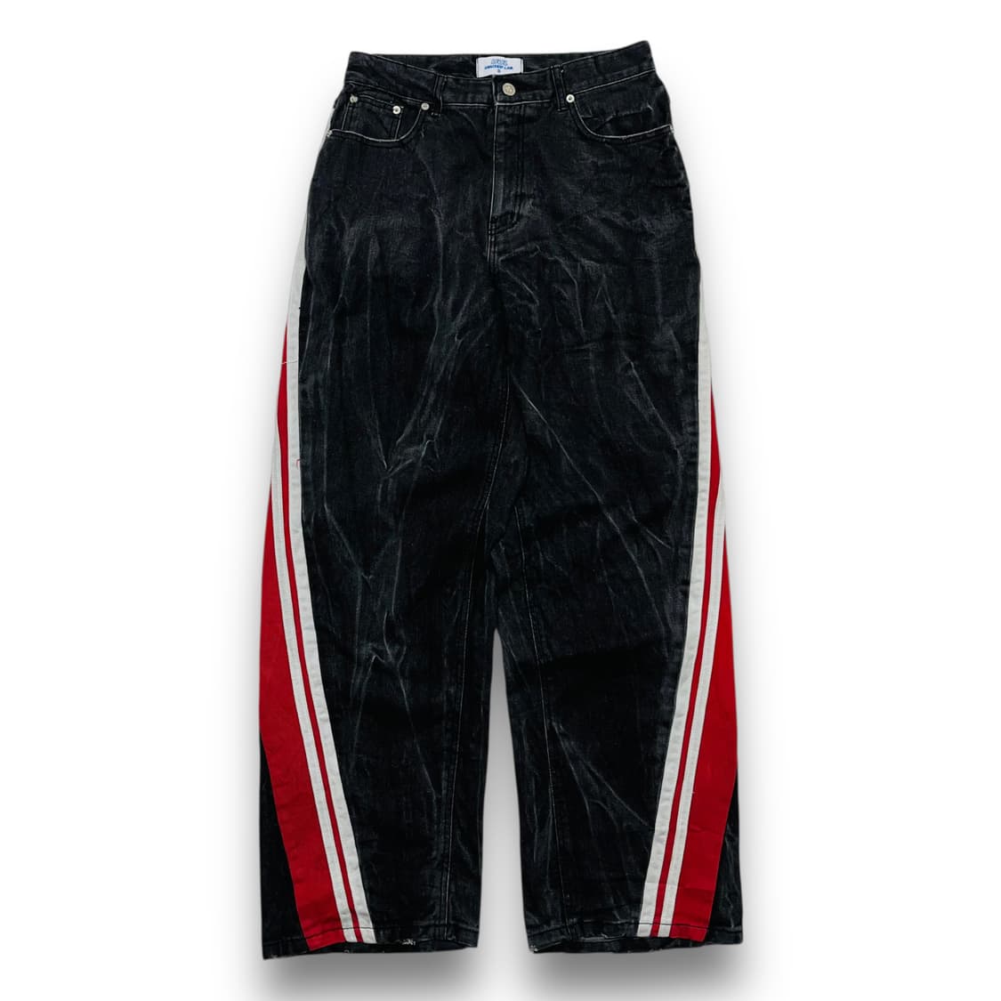 UUL 사이드 레드 트랙 와이드 흑청 데님팬츠 상품이미지3