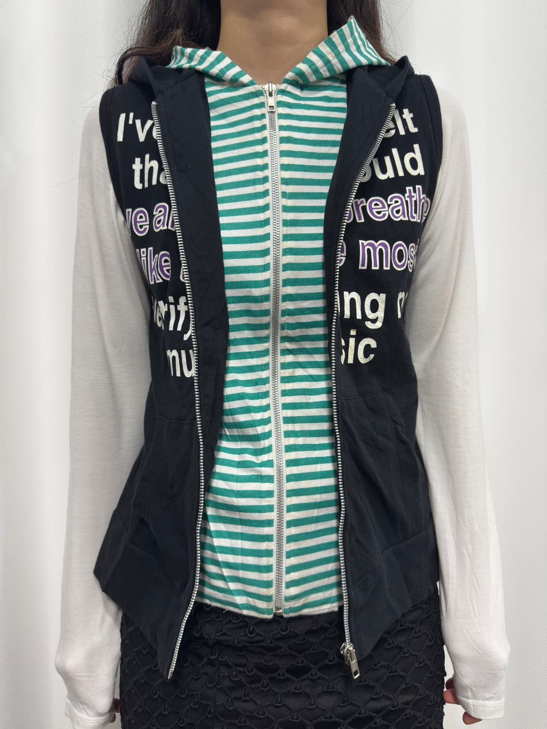 layered hood vest zipup 상품이미지2