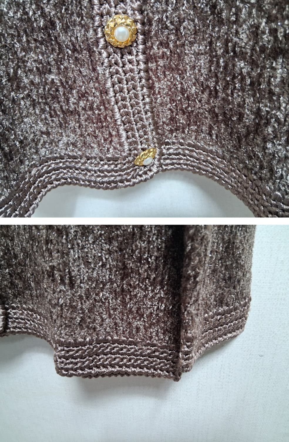 일본수입빈티지 QUEEN MARTHA 벨벳트위드니트가디건 은사반짝이 77 상품이미지5
