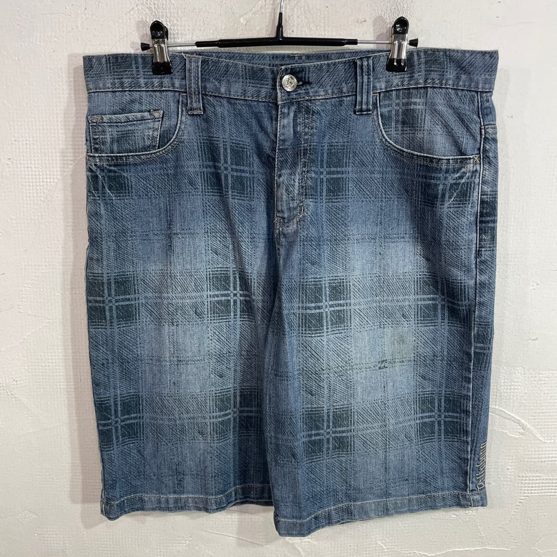 빌리봉 체크패턴 데님 반바지 상품이미지2