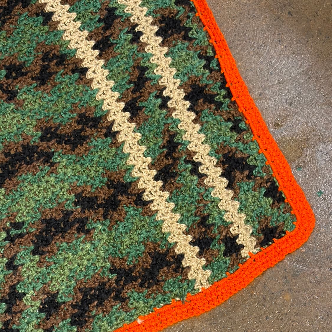 90s USA 니트 울 카모 카페트 러그 매트 상품이미지4