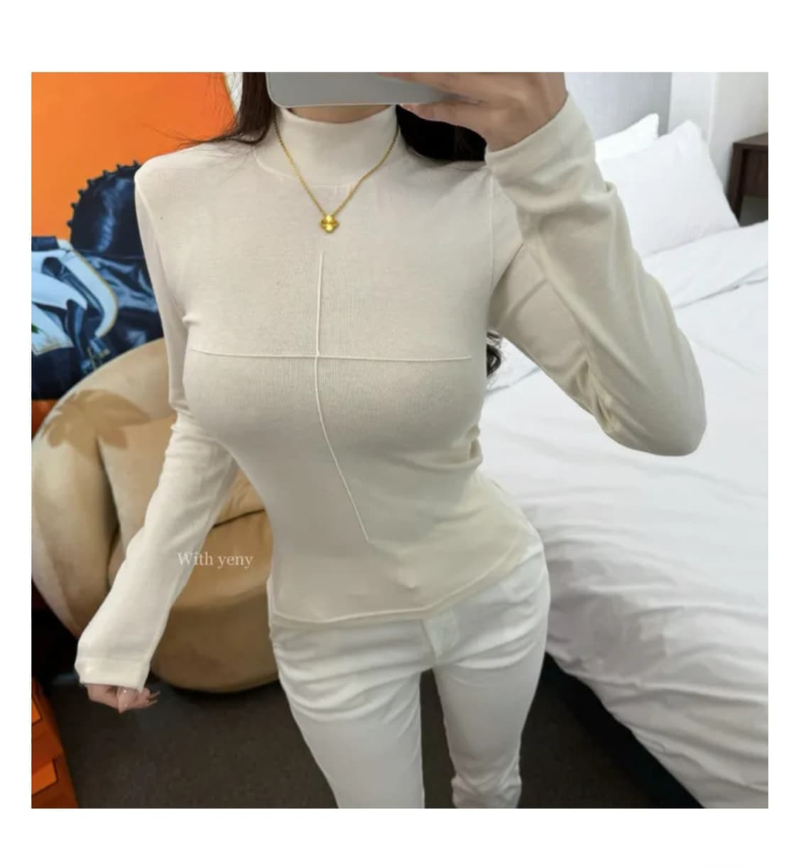 다미 십자 긴팔 반목 티셔츠 Free 상품이미지4