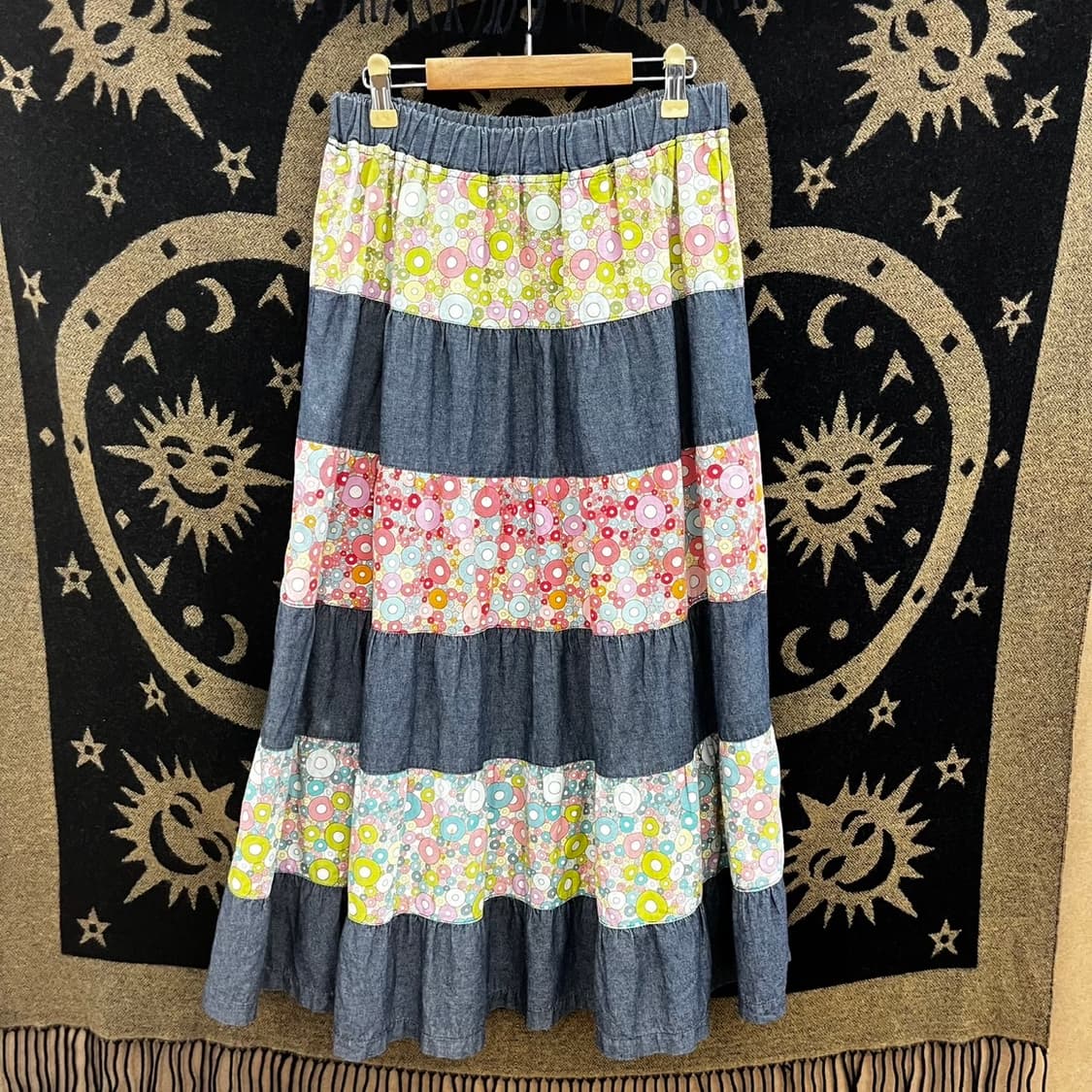 빈티지 모리 하구미 에스닉 히피 플라워 패치워크 롱스커트 K0158 상품이미지3