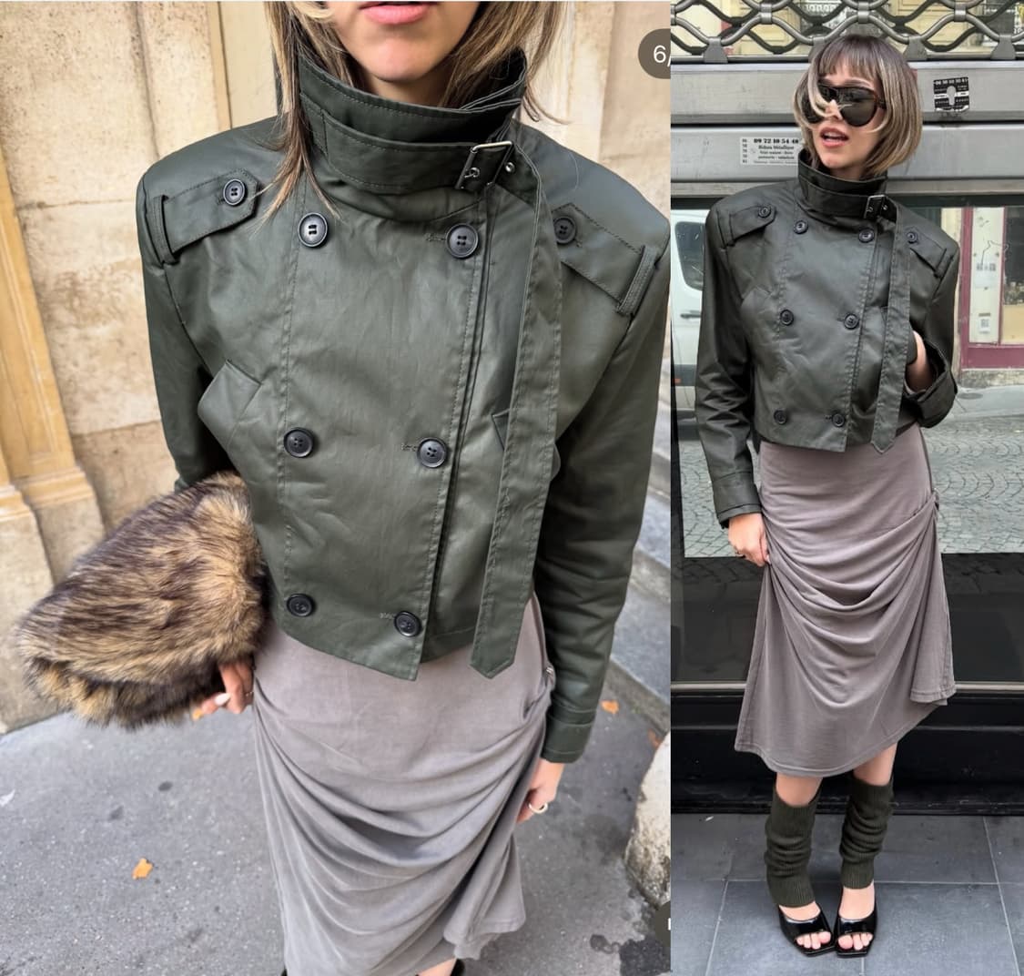 자라 왁스드 크롭 트렌치 자켓 xs 실사이즈 s 상품이미지1