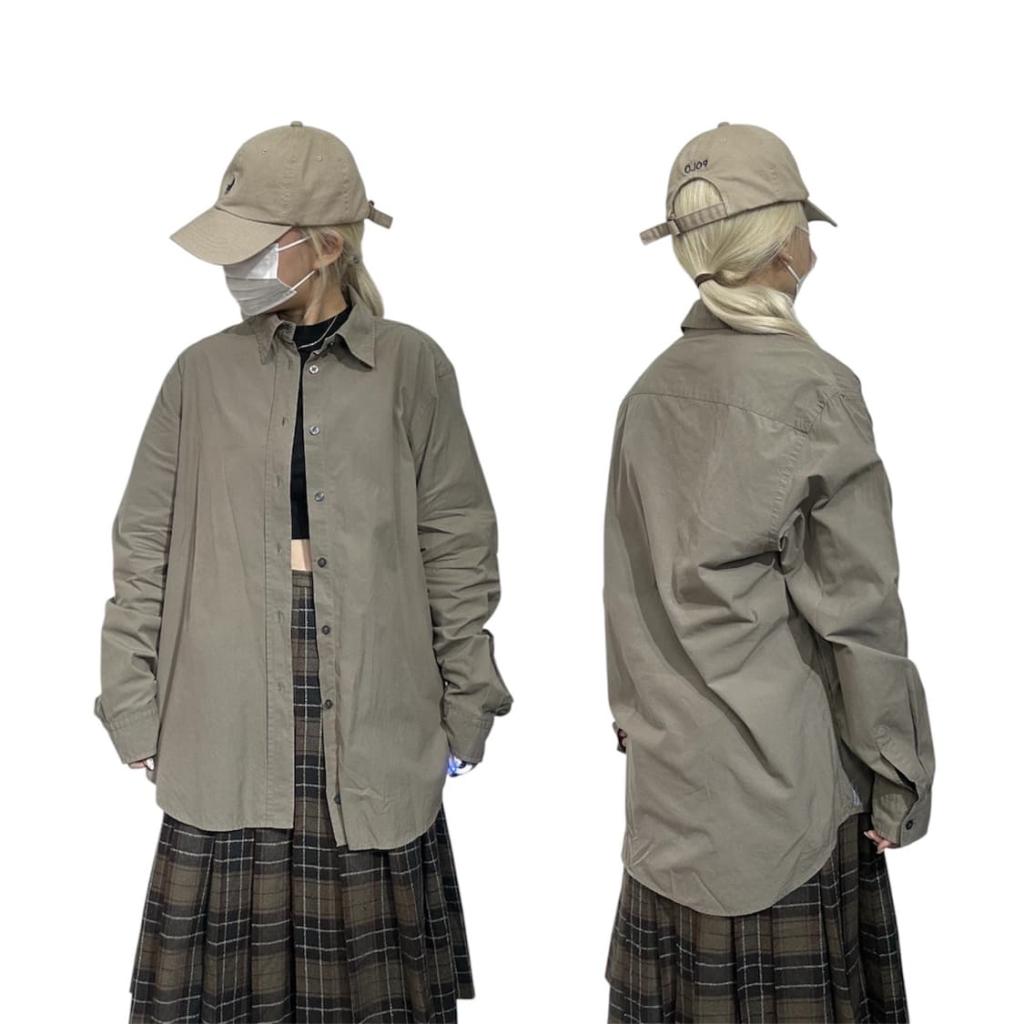 Ck 캘빈 클라인 브라운 베이지 솔리드 셔츠 L 상품이미지1