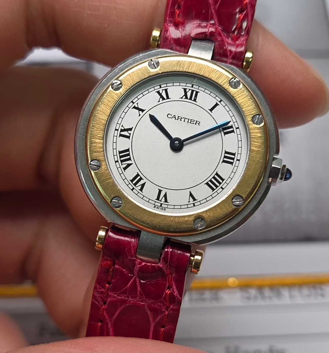 까르띠에 산토스 원형 오리지널 실버로만 블루핸즈 18K콤비 여성용 (감정 상품이미지4