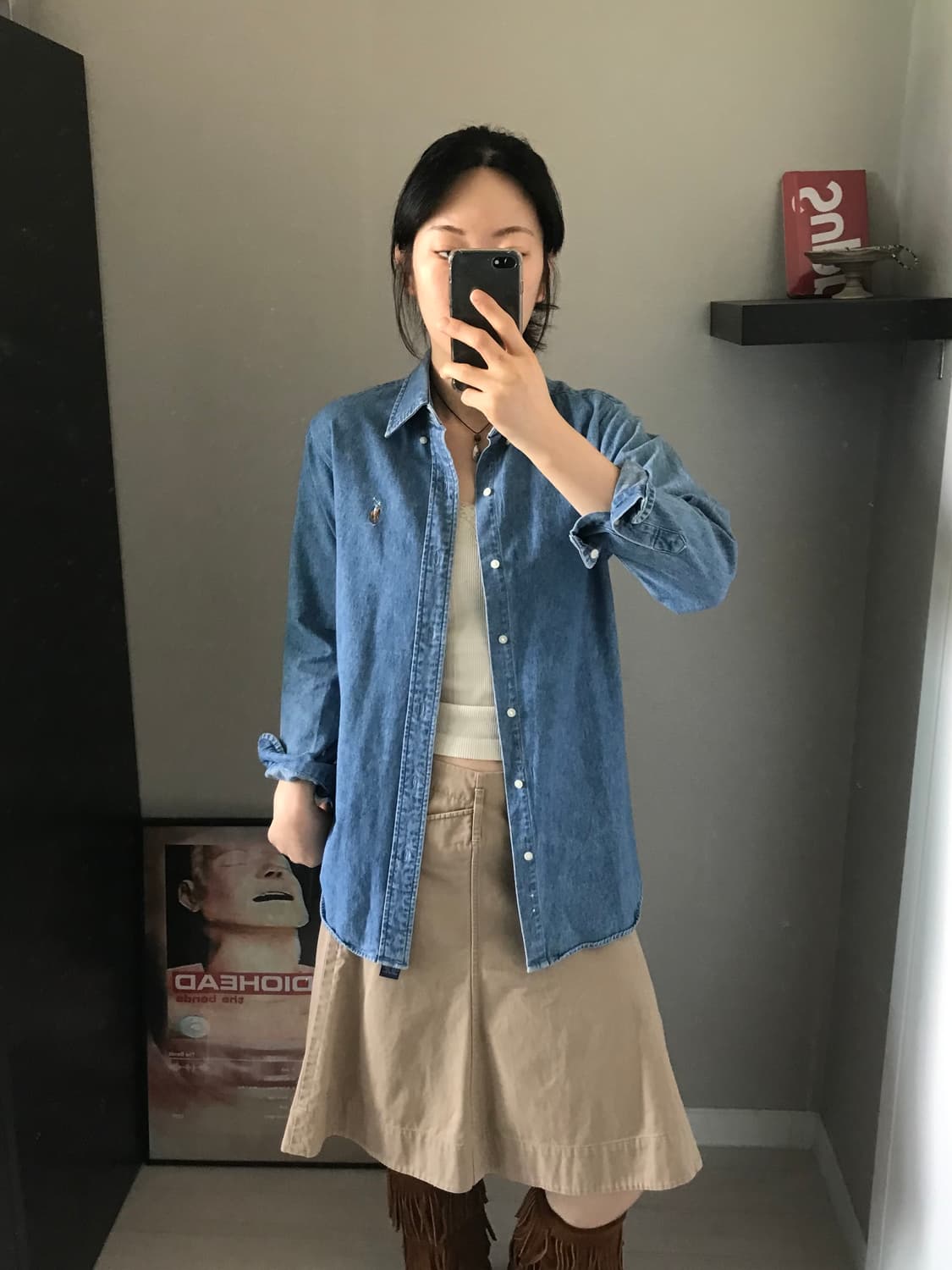 폴로 랄프로렌 포니로고 데님 연청 셔츠 상품이미지1