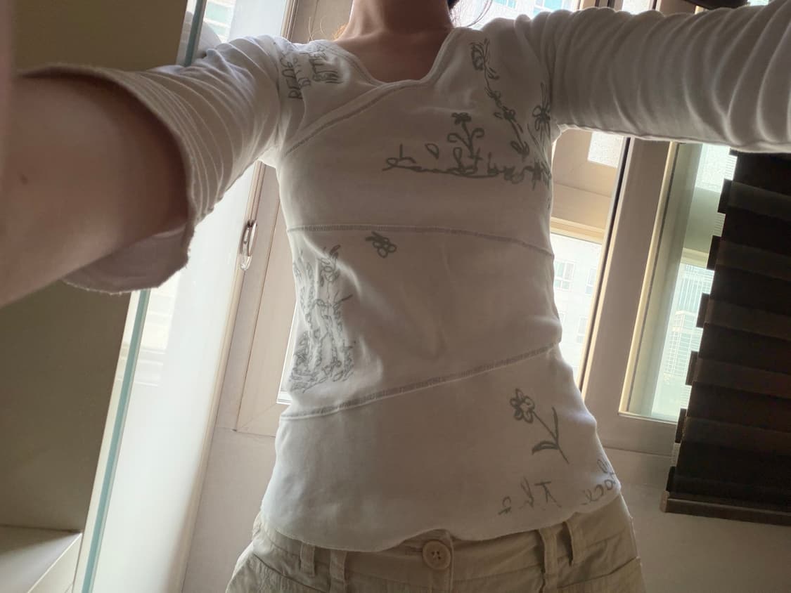 scribble print wrap top 상품이미지6