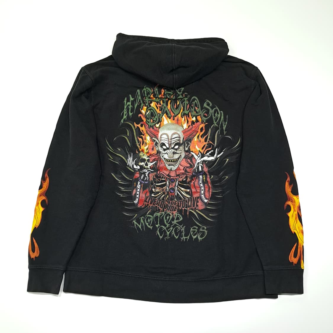 CL177 할리데이비슨 코튼폴리 스컬안감 플레임 블랙 후디 상품이미지5