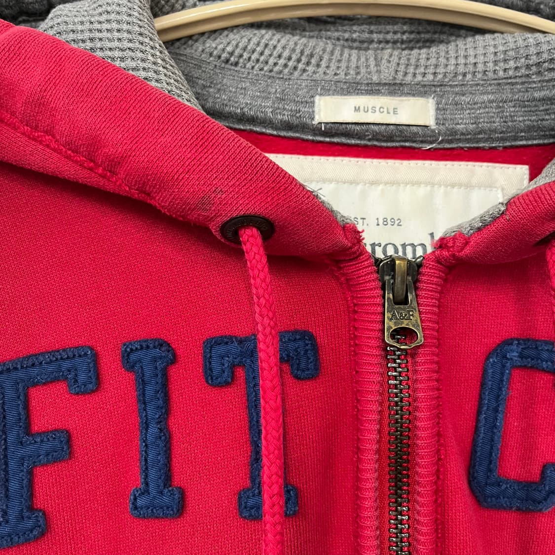 아베크롬비 자수로고 레드 후드집업 상품이미지5