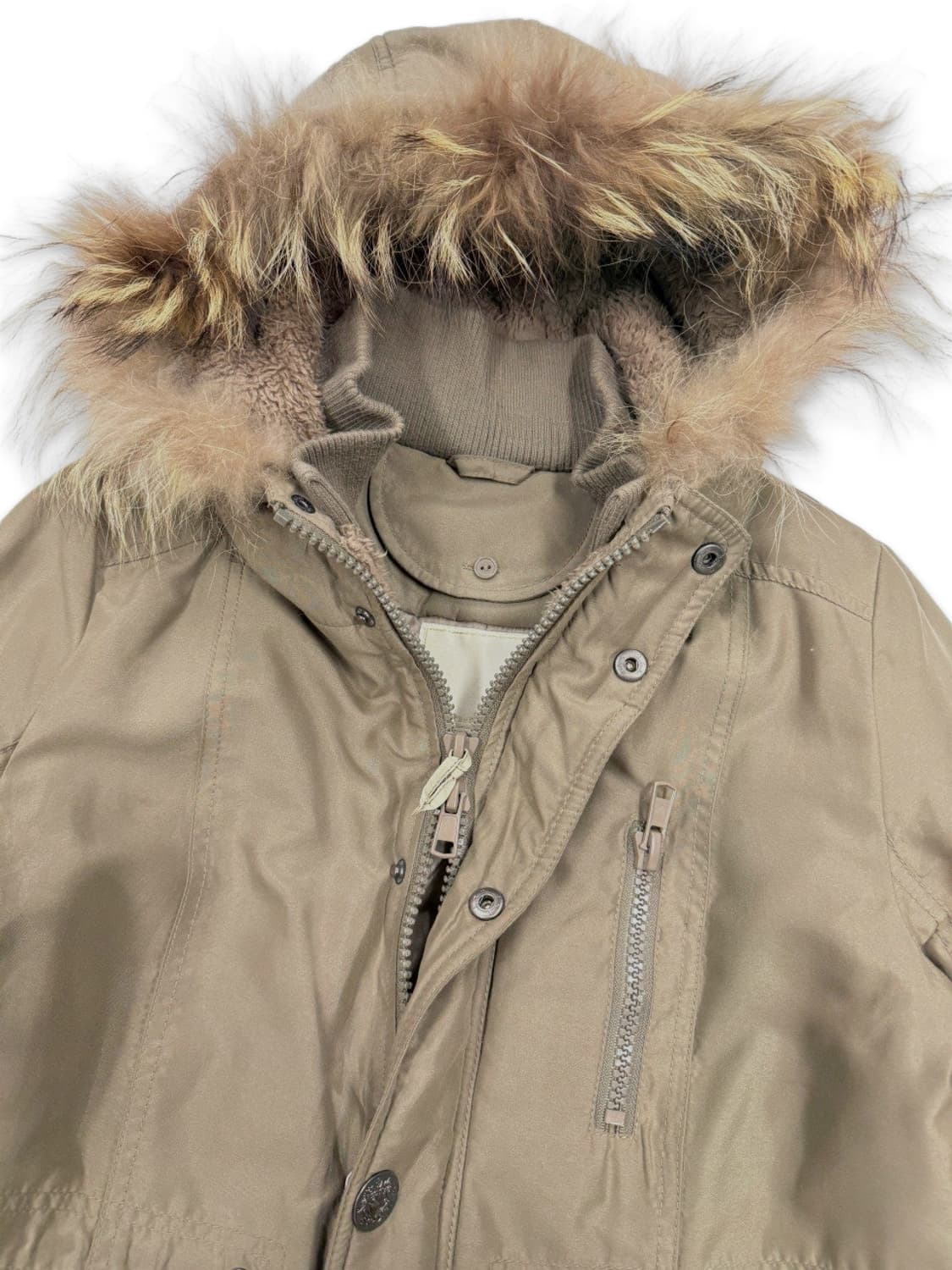 빈티지 베이지브라운 퍼 패딩 야상 상품이미지4