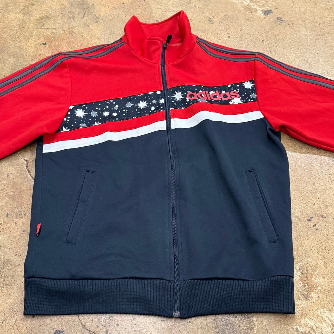 [정품/95] 아디다스 레드 블랙 트랙탑 별무늬 포인트 져지 b16 상품이미지3