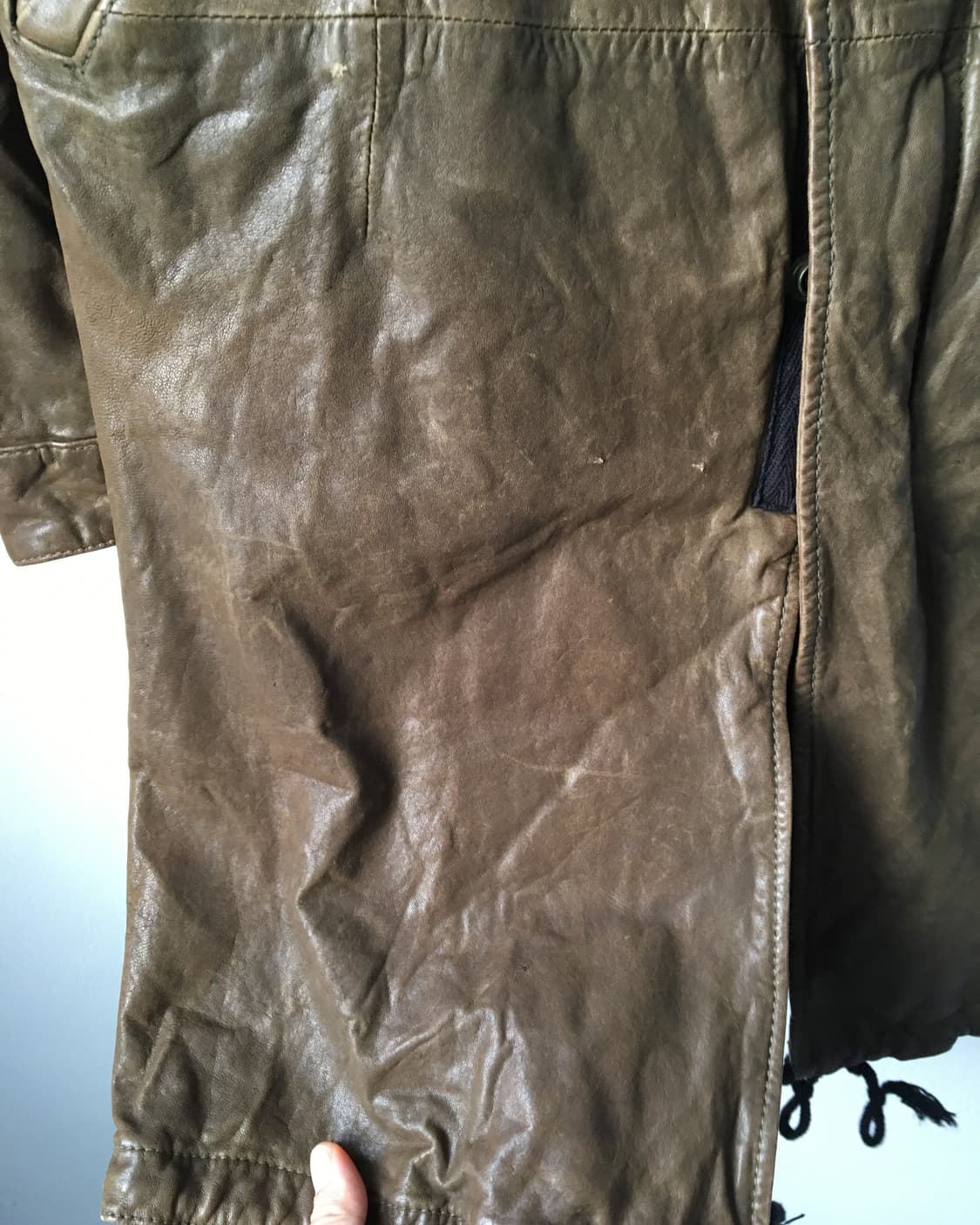 High neck long hood leather jacket 상품이미지5