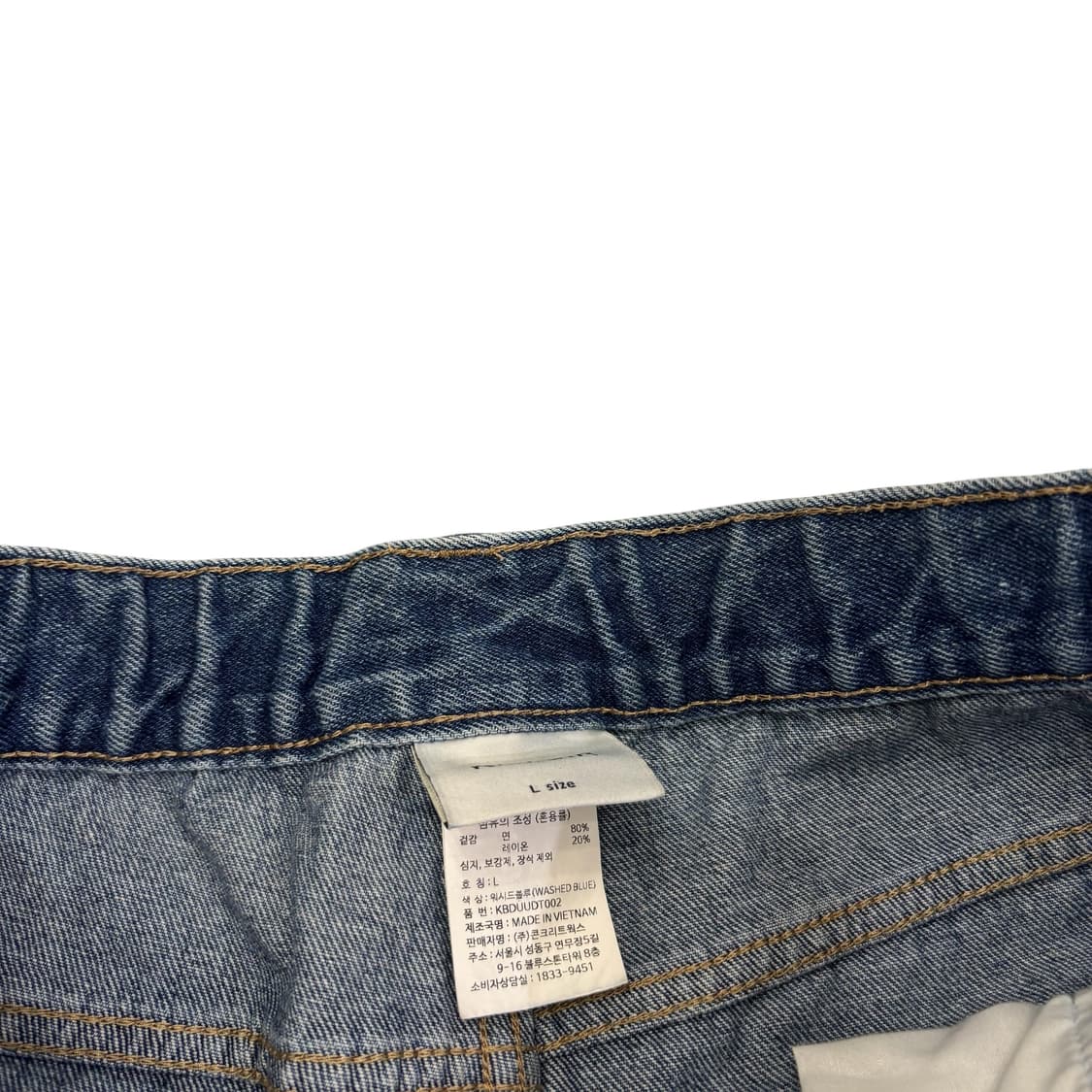 키뮤어 바이오워싱 하프 데님 팬츠 상품이미지4