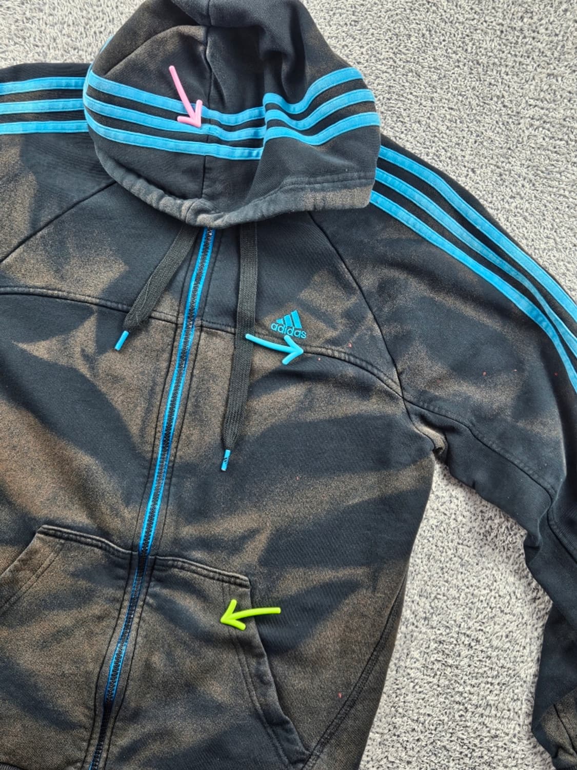 아디다스 다잉 워시드 커스텀 스웻 후드 집업 ( M ) / 10945 상품이미지4