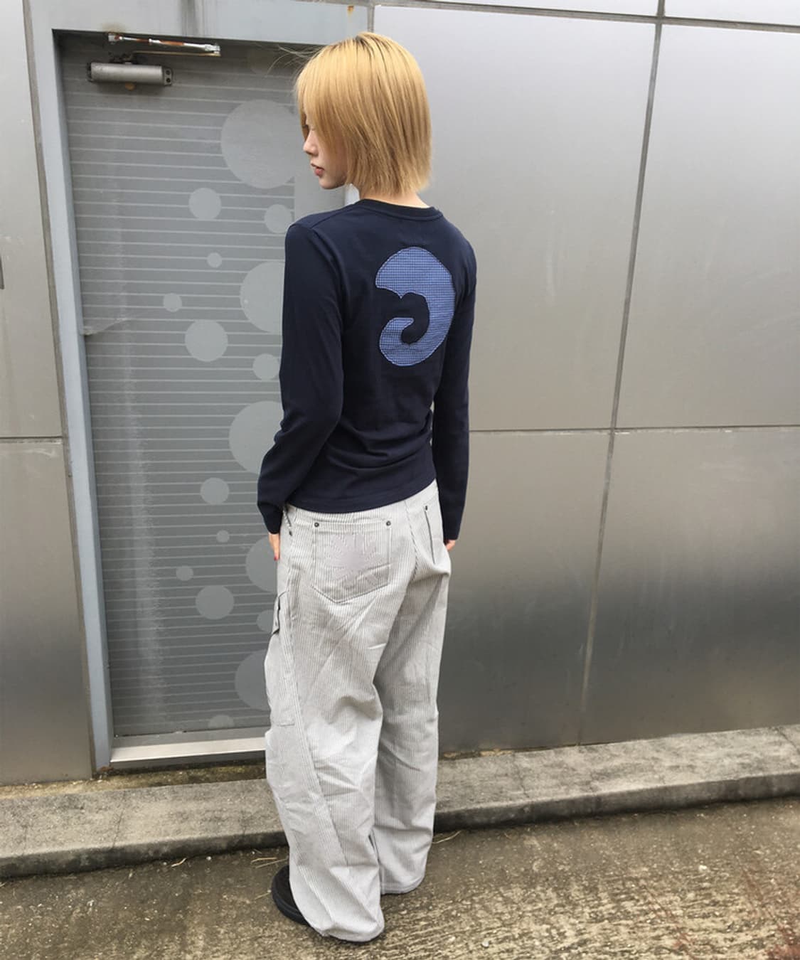 탄산마그네슘 혼 아플리케 롱슬리브 네이비  상품이미지1