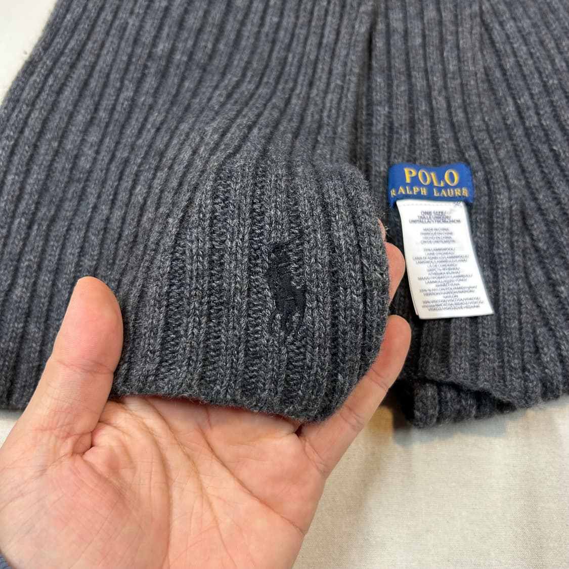 폴로 랄프로렌 니트 머플러 목도리 차콜 그레이 상품이미지3