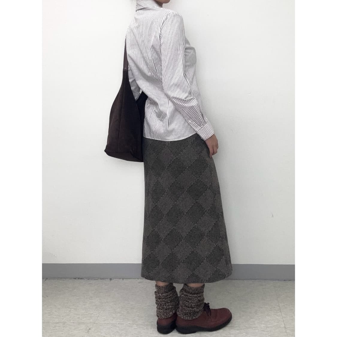 빈티지 브라운 프릴 블라우스 셔츠 상품이미지3