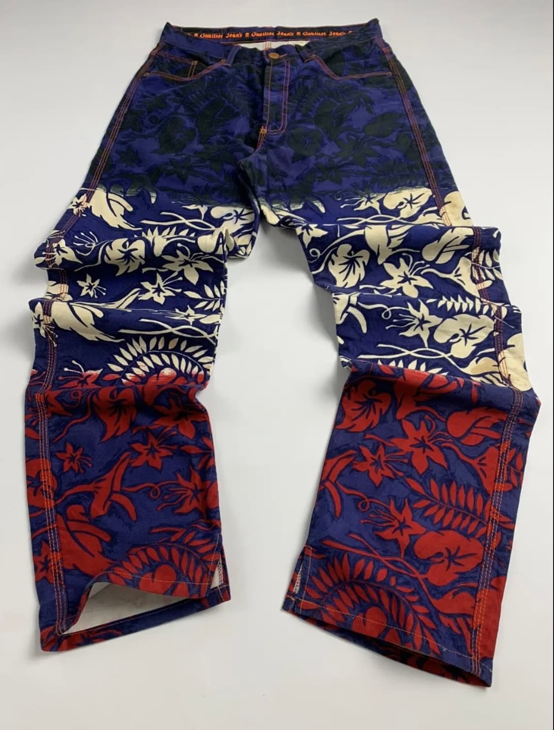90‘s Jean Paul Gaultier 멀티컬러 데님 팬츠 UK6 상품이미지1