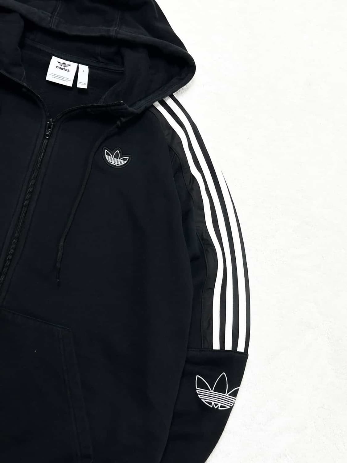 아디다스 자수로고 블랙 삼선 후드집업 상품이미지7
