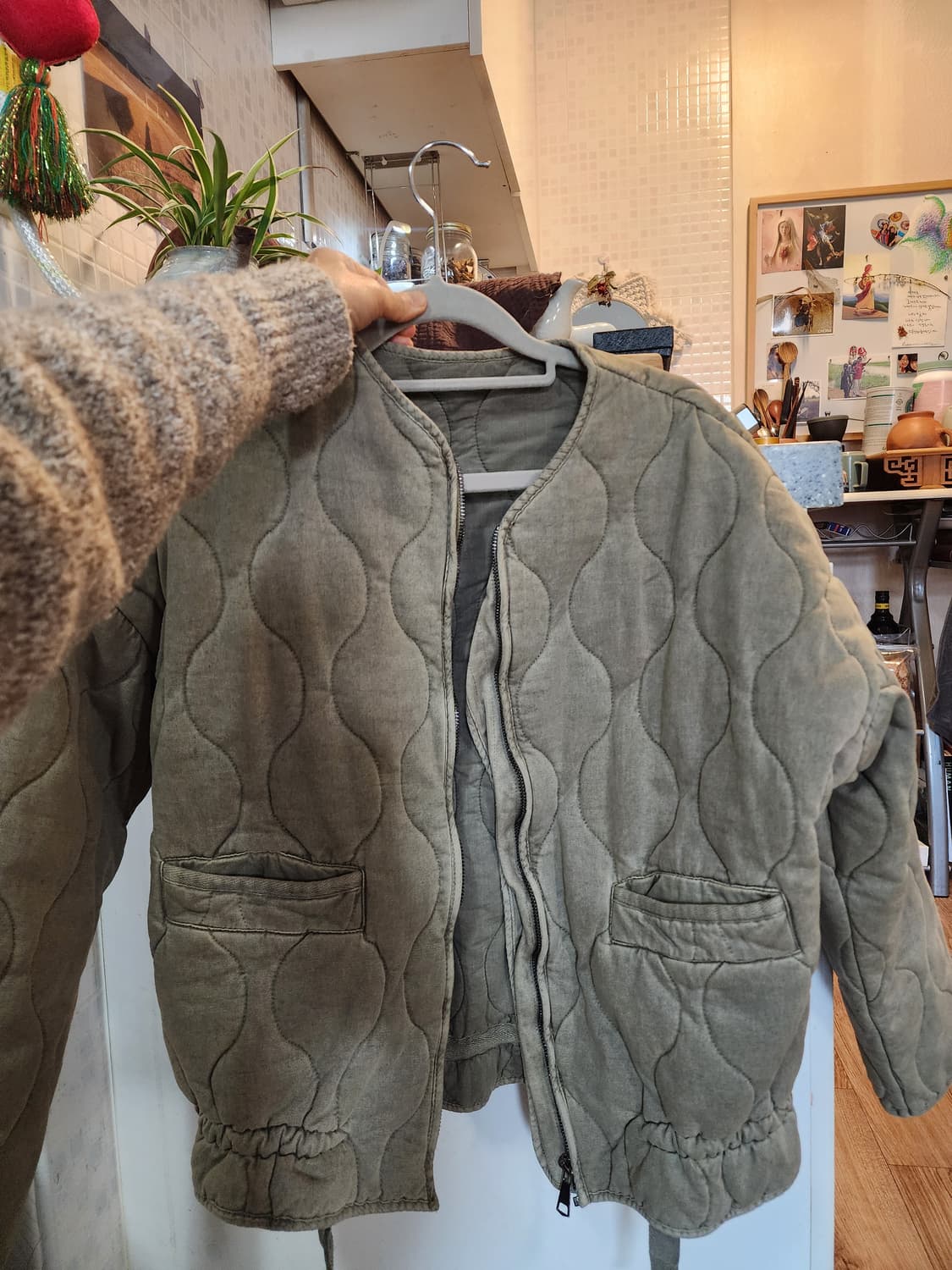 자라 면 퀼팅 누빔 점퍼 55사이즈 상품이미지3