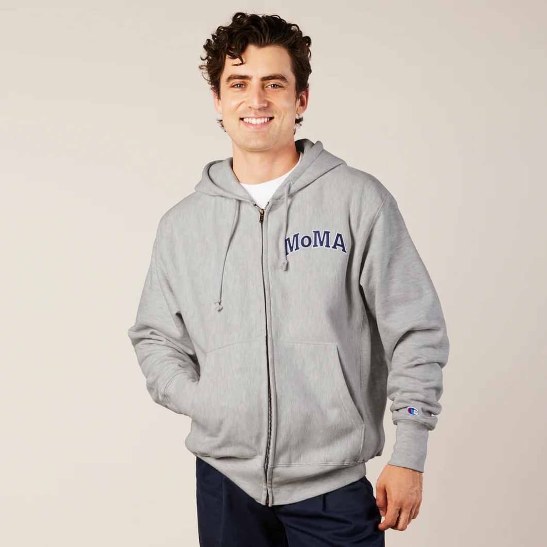 모마 디자인 x 챔피온 리버스위브 후드 집업 그레이 새상품 상품이미지1