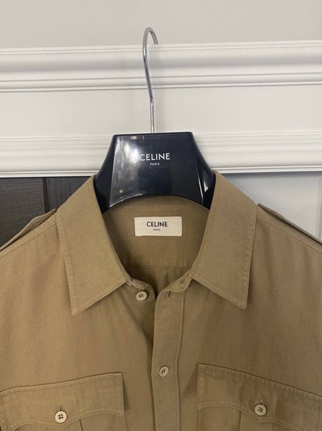 [강동원님 착용] 셀린느 20ss 밀리터리 코튼 트월 견장 셔츠 상품이미지6