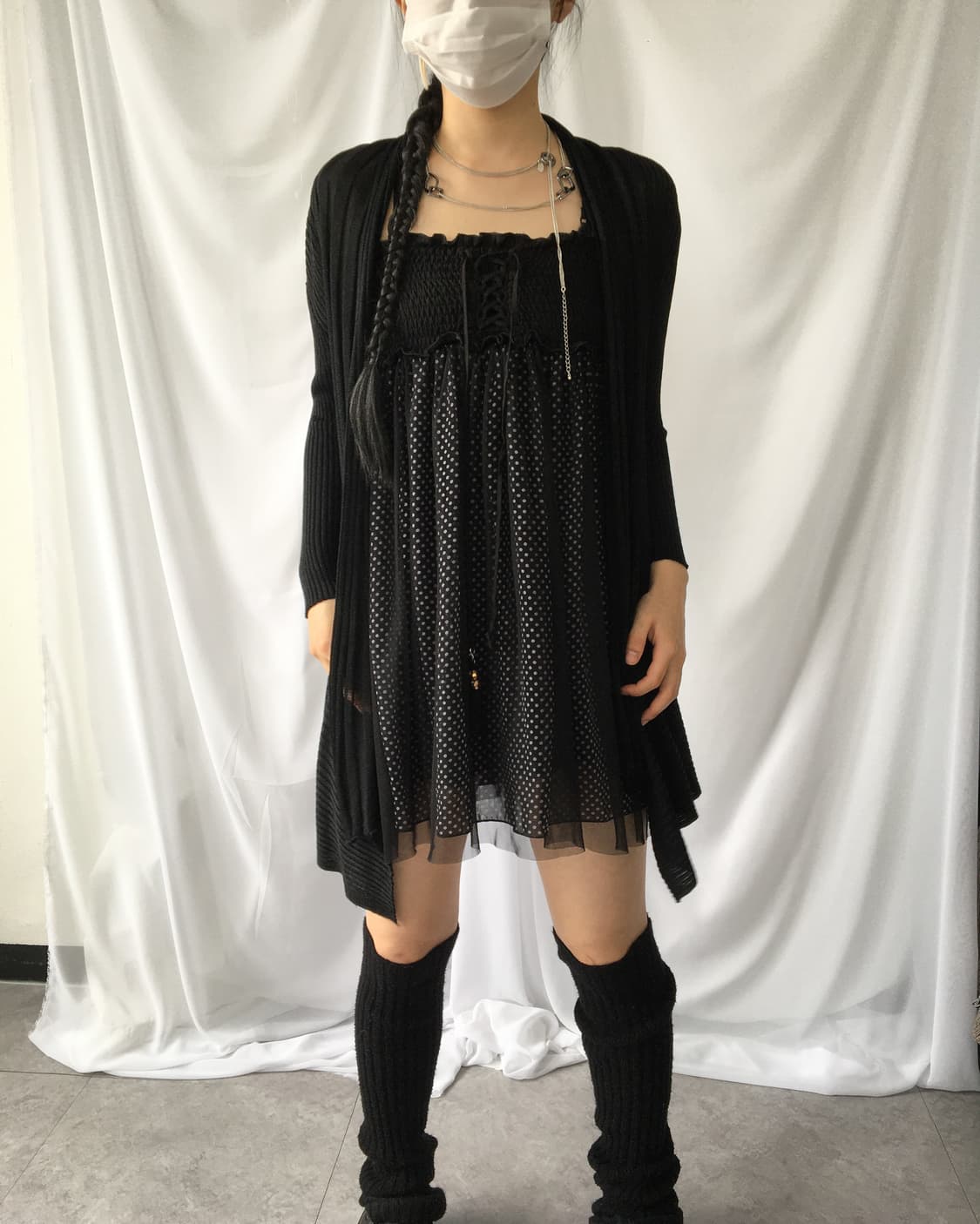 Back punching pattern open cardigan 상품이미지4