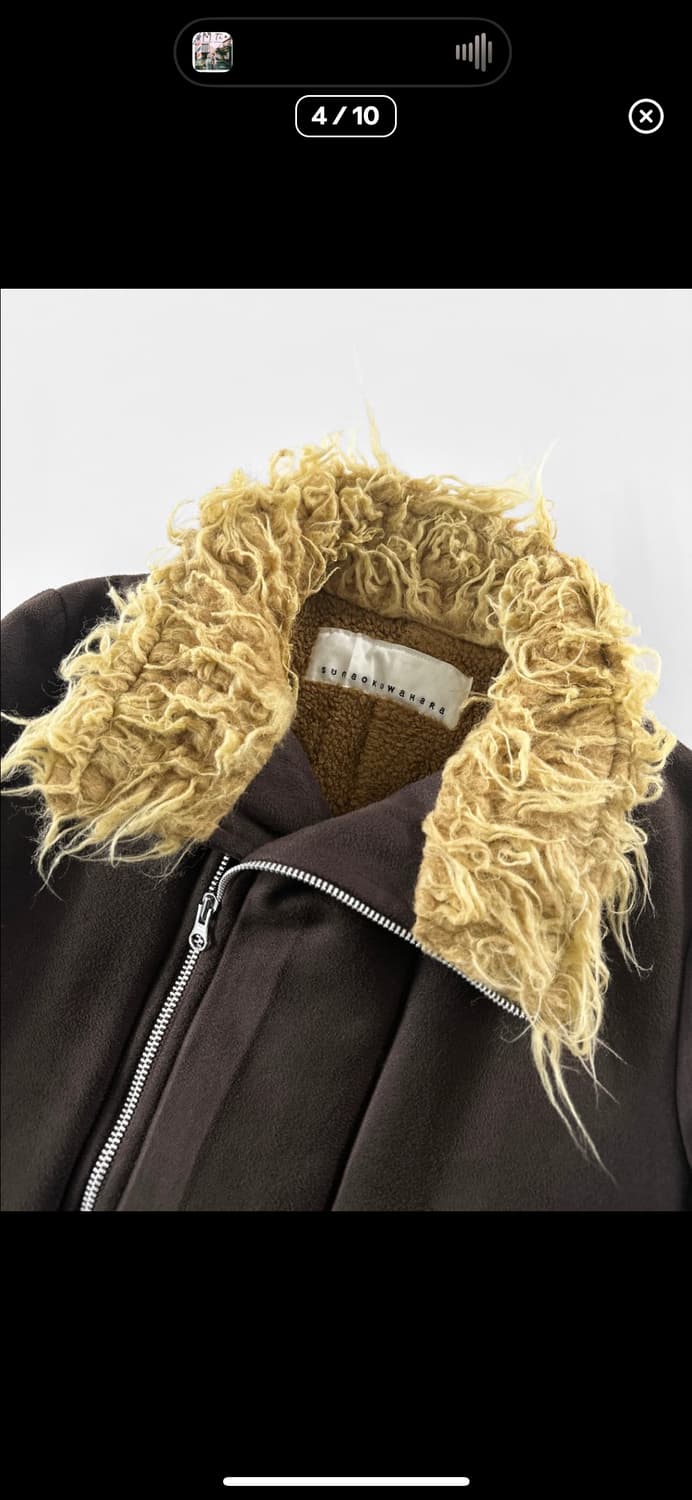 00s 스나오 쿠와하라 퍼 카라 집 업 코트 M 상품이미지4