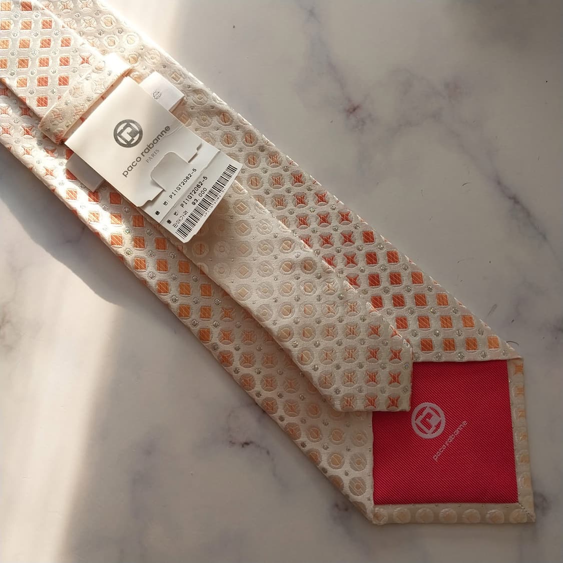 파코라반 실크 아이보리 패턴 넥타이 9.2cm 새상품 K1430
 상품이미지9