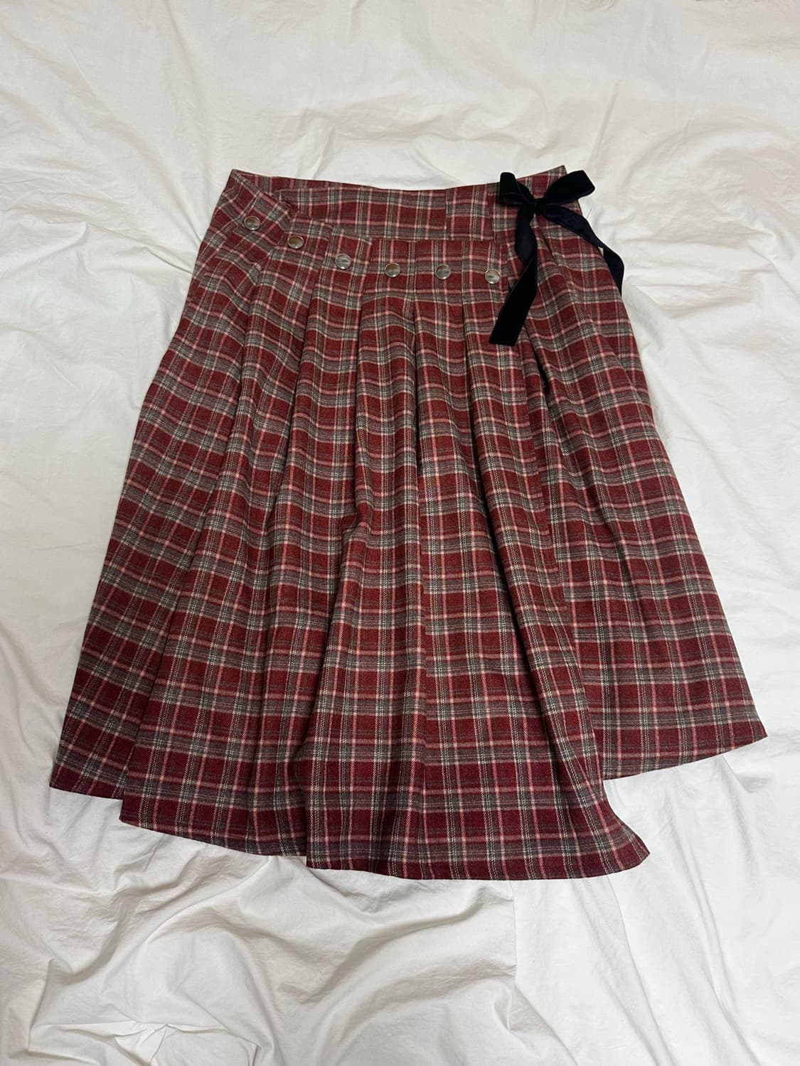 셋업이엑스이 check wrap skirt 레드 체크 랩 스커트 상품이미지4