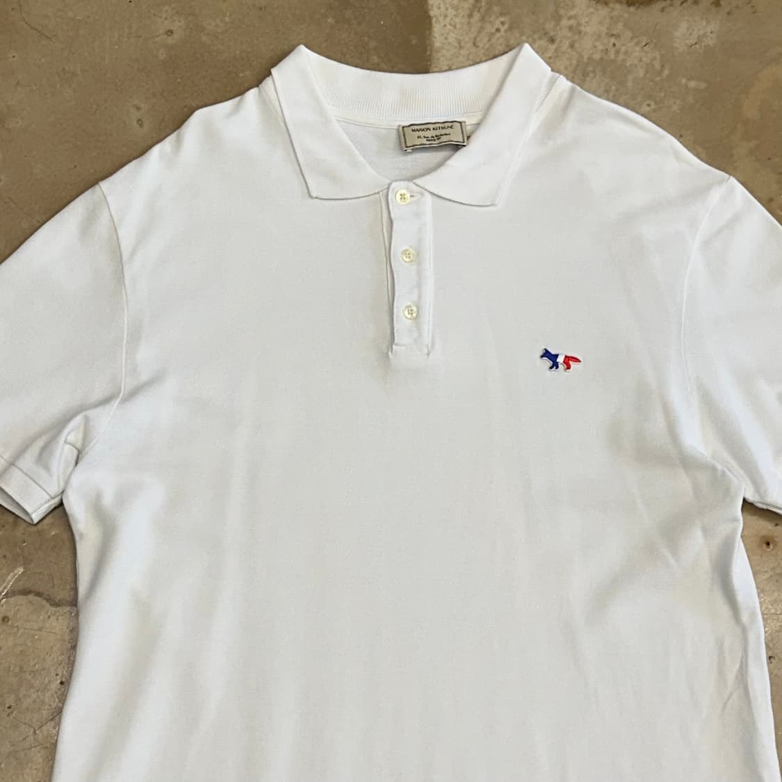 XL 메종키츠네 트리컬러 폭스 화이트 카라 반팔 티셔츠 상품이미지1