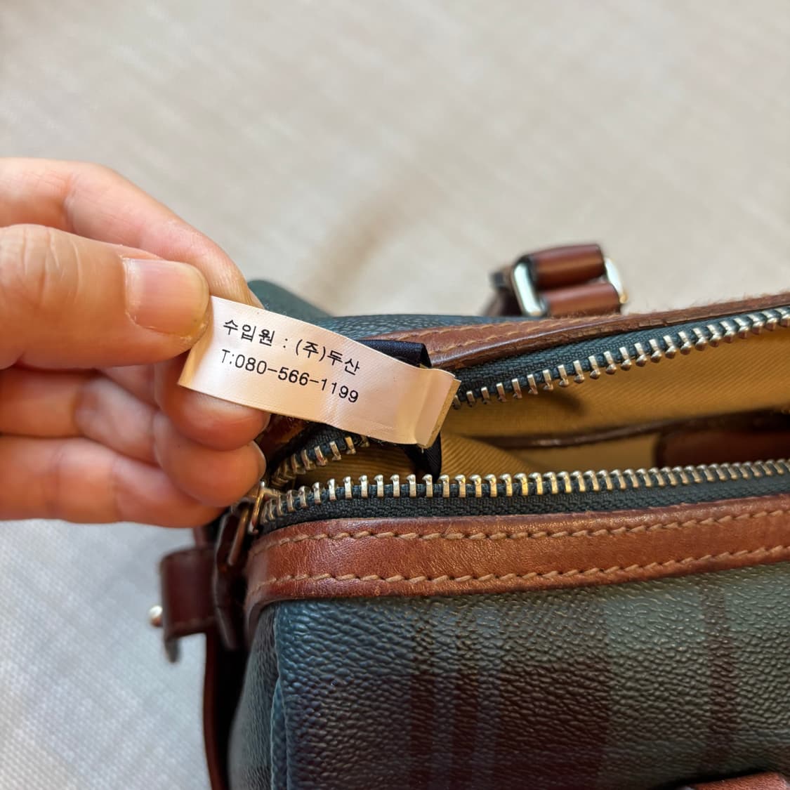 랄프로렌 블랙워치 체크 가죽 트리밍 보스턴백 토트백 상품이미지7