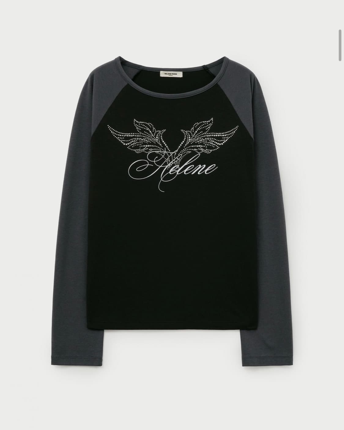 래글런 엔젤 레터링 롱 슬리브 [그레이 블랙] 상품이미지1