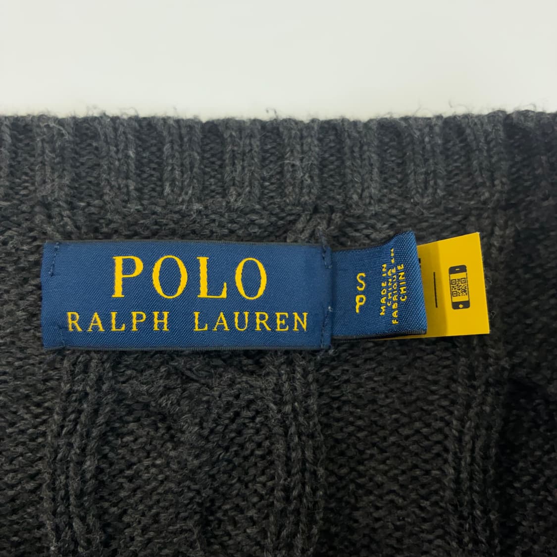 Polo 폴로 랄프로렌 현행QR 다크그레이 코튼 케이블 라운드 니트 상품이미지3