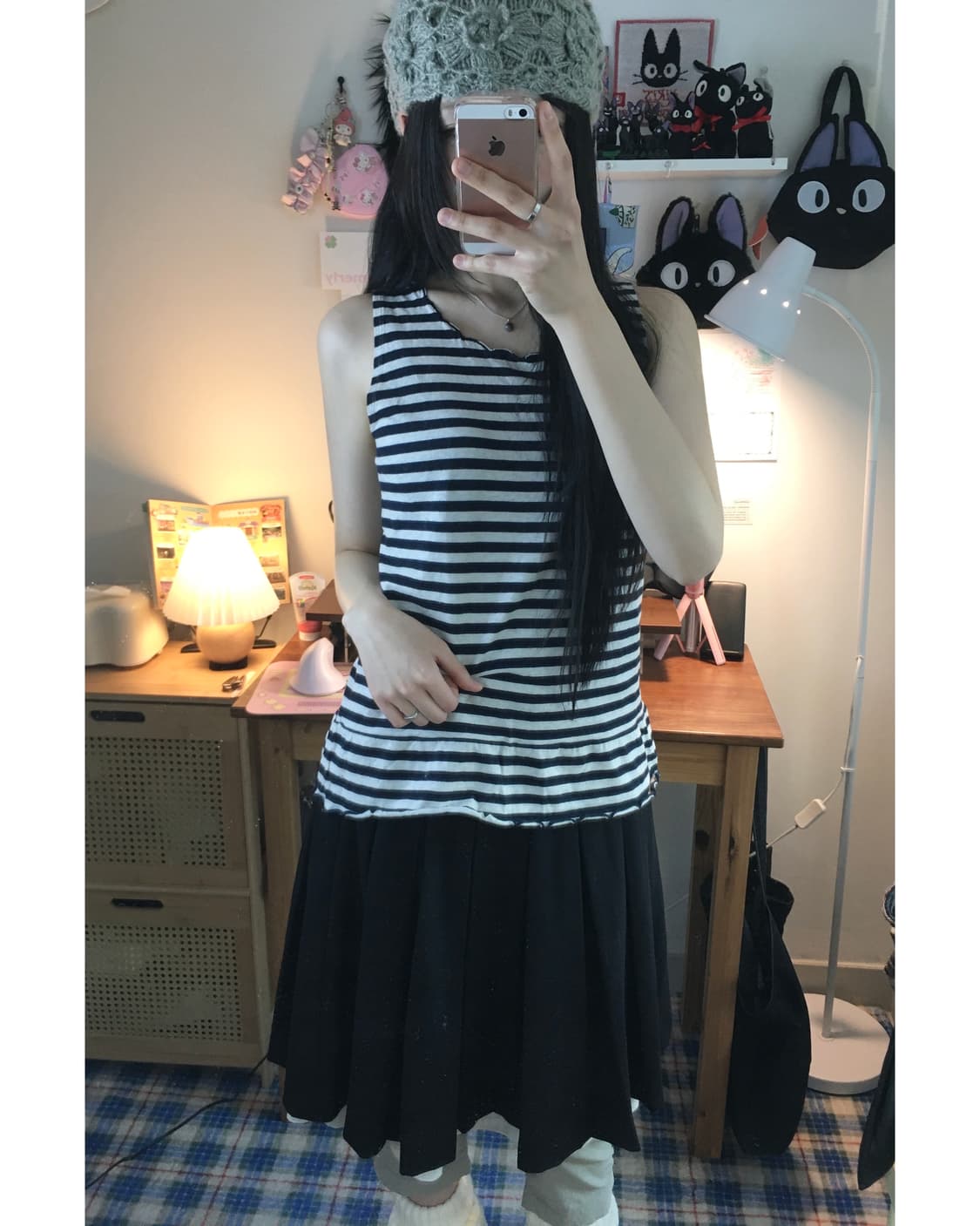 vintage ruffle sleeveless stripe 상품이미지2