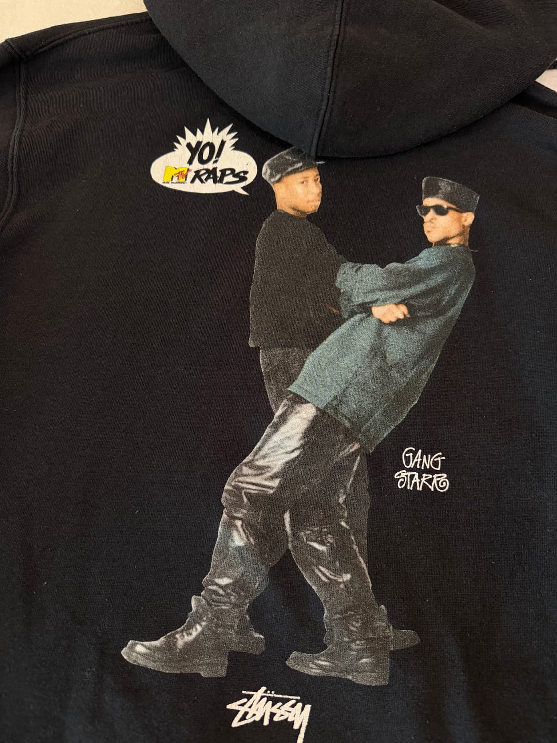 스투시 MTV YO RAPS 갱스터 후드티 블랙 상품이미지5