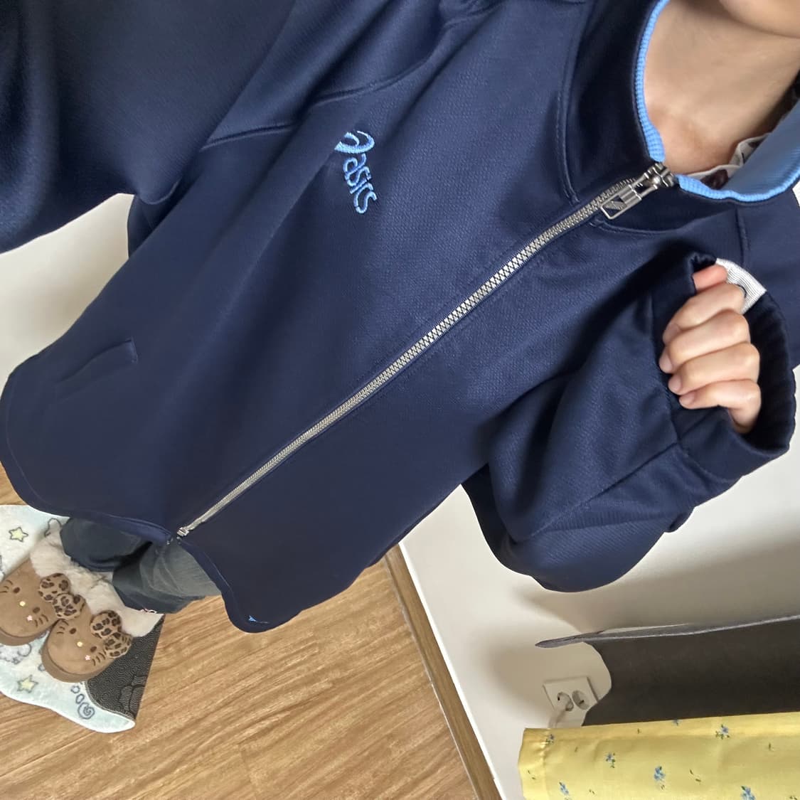 빈티지 아식스 하늘색 수영부 집업 운동부 하이큐 스포츠 뉴진스 블록코어 상품이미지1
